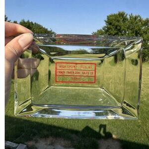 Vintage Advertising Glass Ashtray High Splint Hilo KY Rectangle Clear Heavy MCM